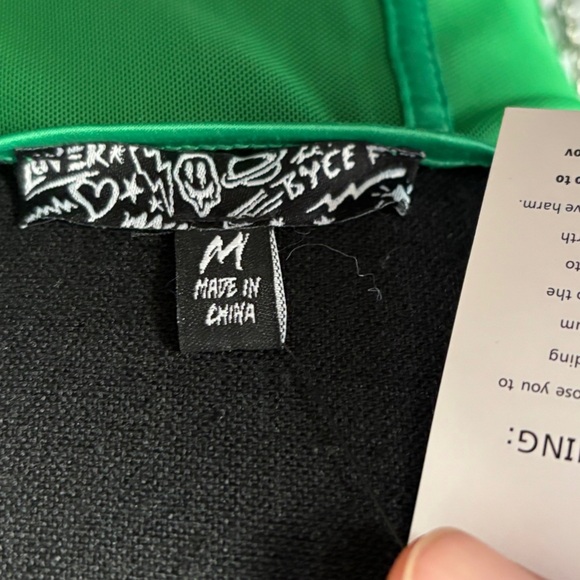 NWT Green Lace Zip Up Under bust Edgy Punk Grunge Chain Detail Corset SZ M - Picture 4 of 4